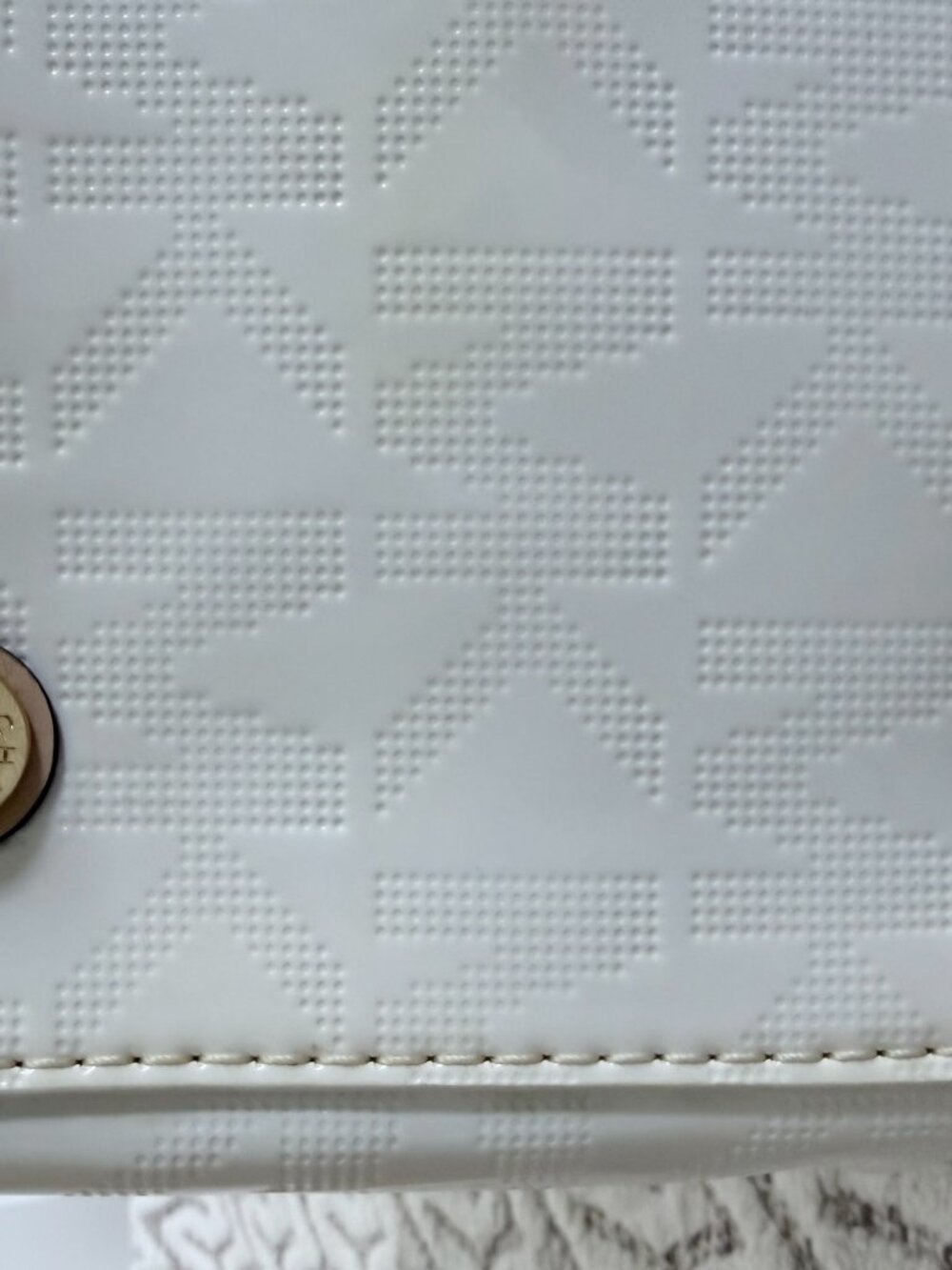 Michael Kors Grayson White & Gold Satchel - Picture 13 of 16